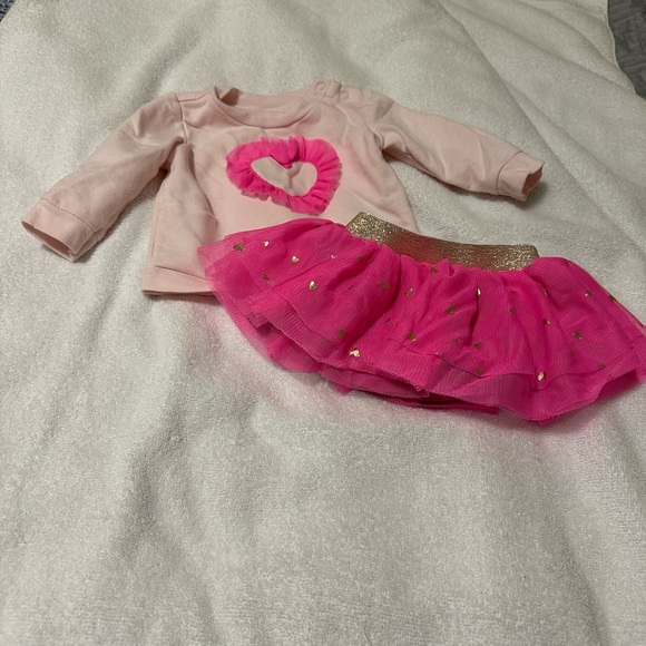 Cat & Jack baby tutu pink heart long sleeve outfit size 0-3 months - Picture 1 of 7